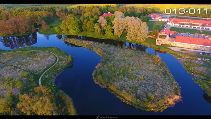 Manor countryside with tall trees and green lawns – Drone Aerial Photography, ...