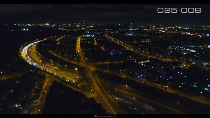 Madrid City Highway, night view – Drone Aerial Photography, Videography Servic...