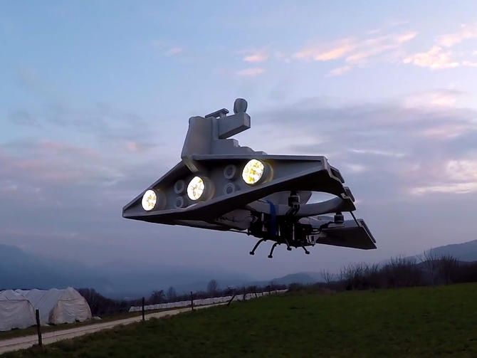 Imperial Star Destroyer drone patrols the skies above France | A French maker wh...