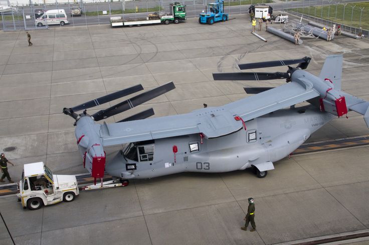 MV-22B Osprey, wings and rotors folded for storage.