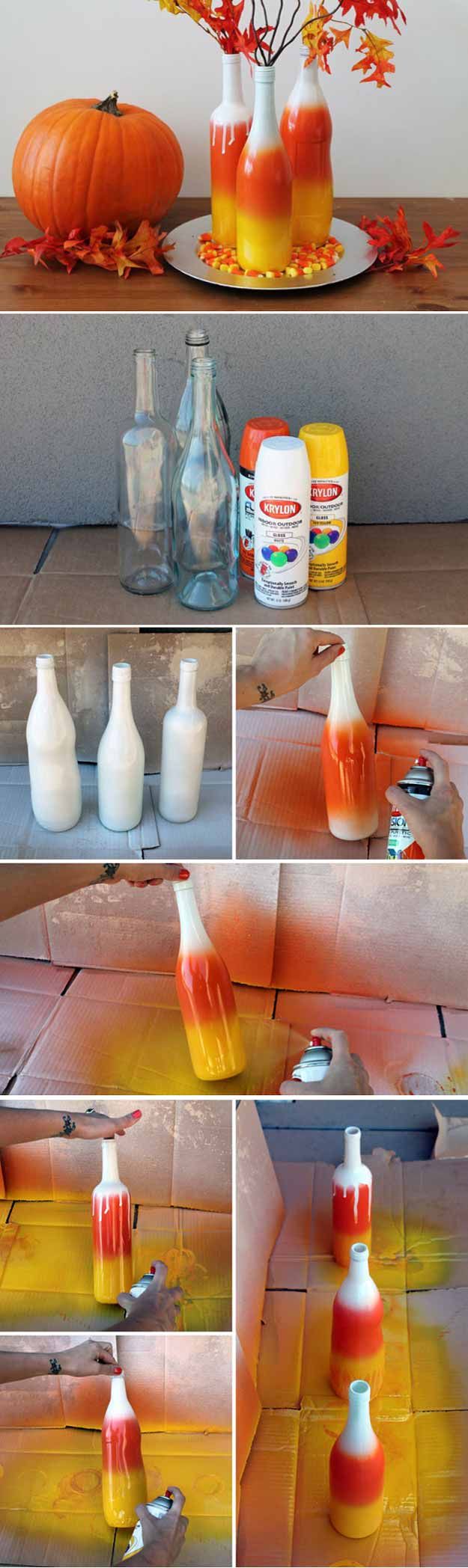 Ombre Wine Bottles | 15 Fall Decor DIY Projects
