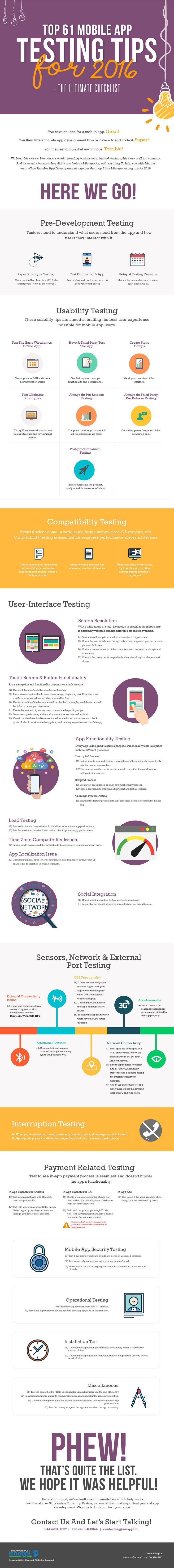 Top 61 Mobile App Testing Tips for 2016. If you're a user experience profess...