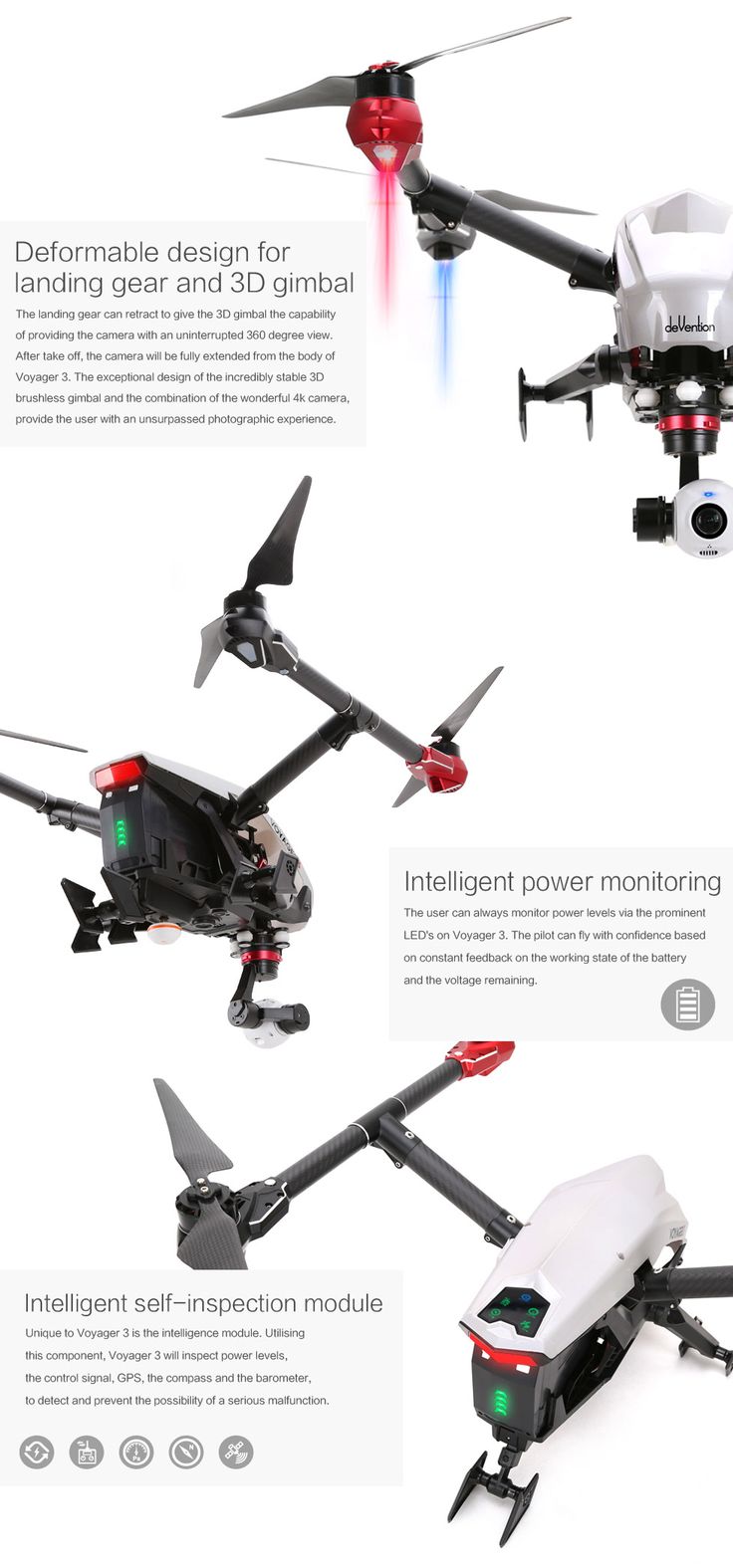 www.HobbyFlip.com - Walkera Voyager 3 Drone FPV Devo F12E 4K Quadcopter HD GPS