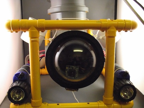 Remote operated underwater vehicle (ROV) controlled by an Arduino and built from...
