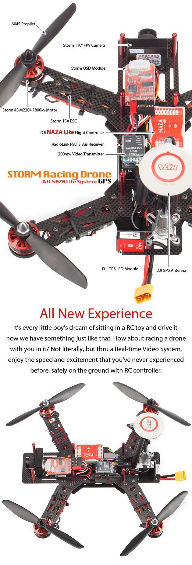 Drone Infographics : STORM Racing Drone GPS (RTF / NAZA Lite) www.helipal.com/
