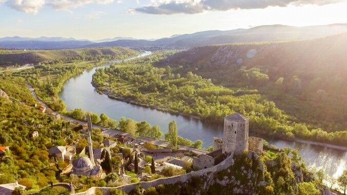 Still image extracted from a drone footage over beautuful old medieval town of P...