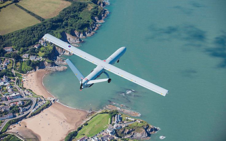 A Watchkeeper WK450 flies over the UK during a test flight. Watchkeeper is an un...
