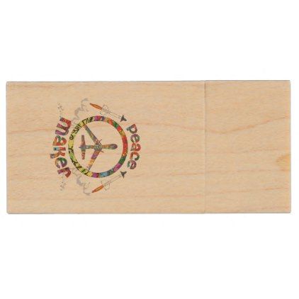 Peace Maker hippie military drone funny Wood Flash Drive - diy and cyo