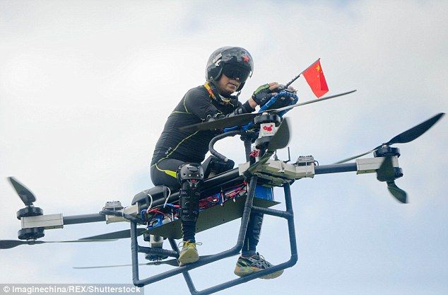 It's a 'flying motorbike'! Impressive homemade drone takes off with ...