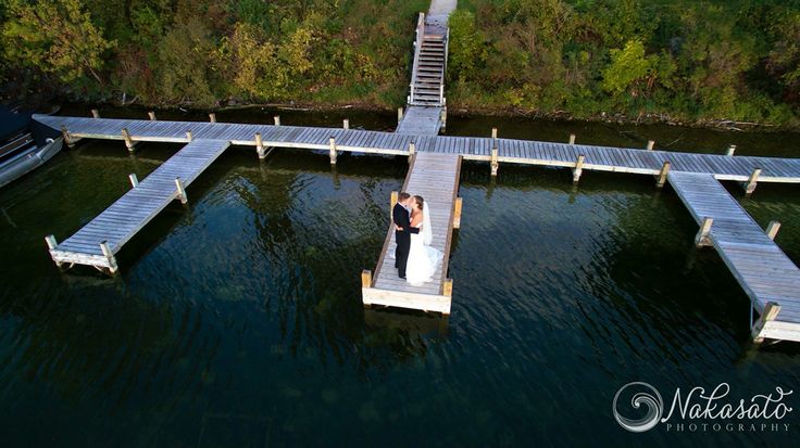 Drone photography on a wedding day | lake venue | Nakasato Photography | seven seas | hartland, WI | wedding day drone