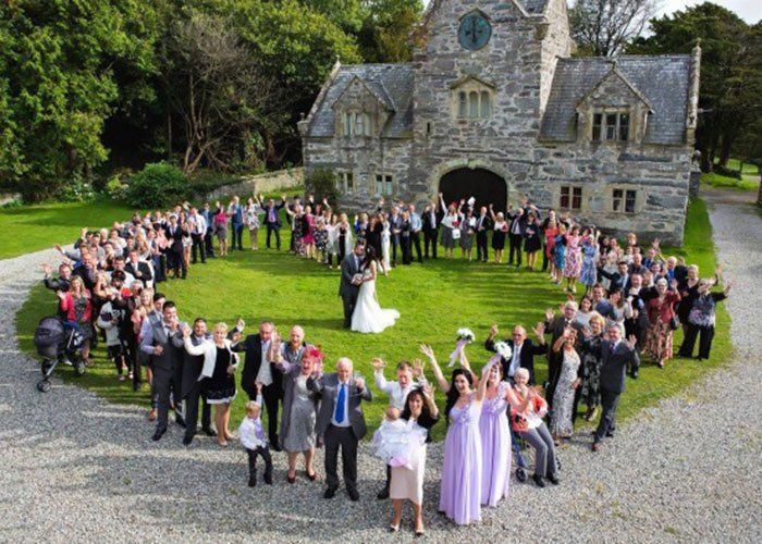 Here’s Why A High-Flying Drone Is Exactly What You Need At Your Wedding: #4. Group Love #dronepictures