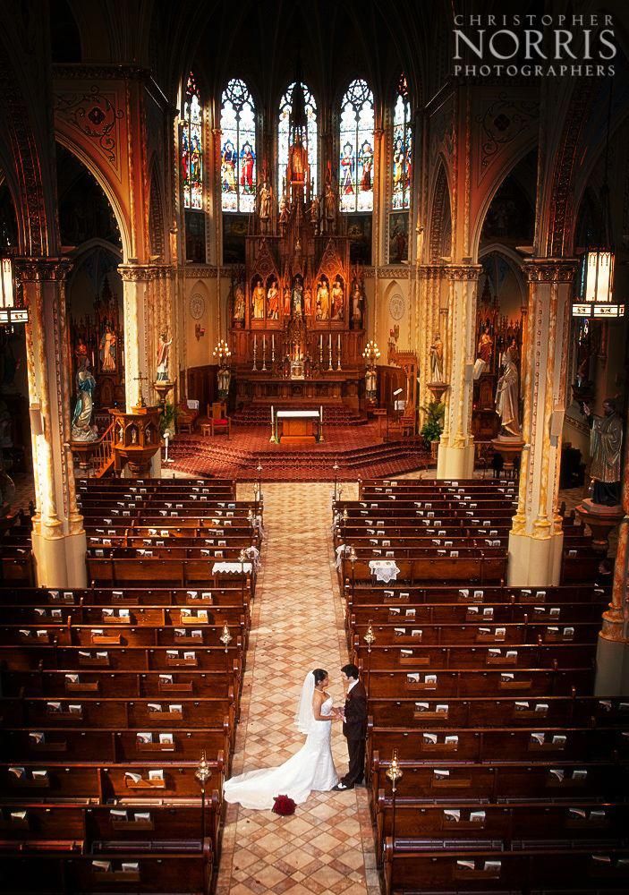Our bride and groom at the beautiful St. Stanislaus Church in Cleveland.  Wedding photography by Christopher Norris Photographers, Cleveland #dronepictures