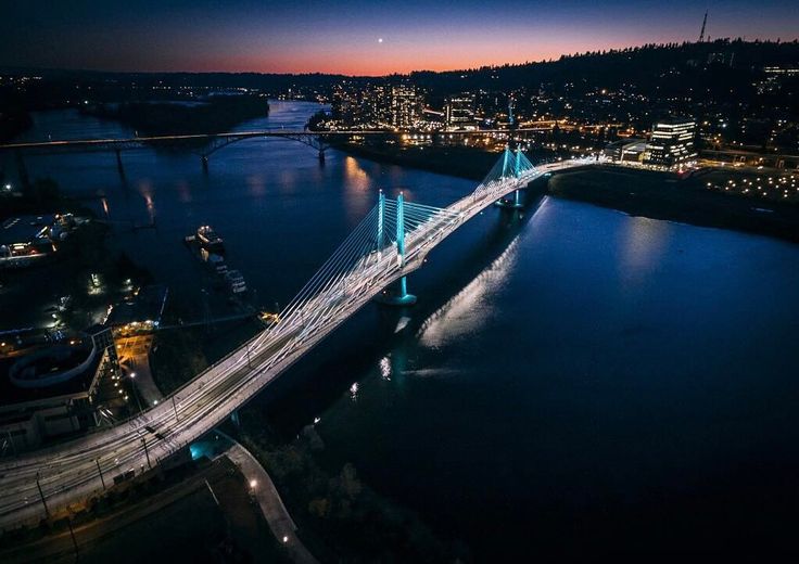 Stunning bridge at dusk Portland Oregon. Do you agree? #portland #portlandoregon #sunset #bridges #bridge #aerial #aerialphotos #aerialoftheday #drones #drone #dronestagram #droneoftheday #photography #photooftheday #river #potd