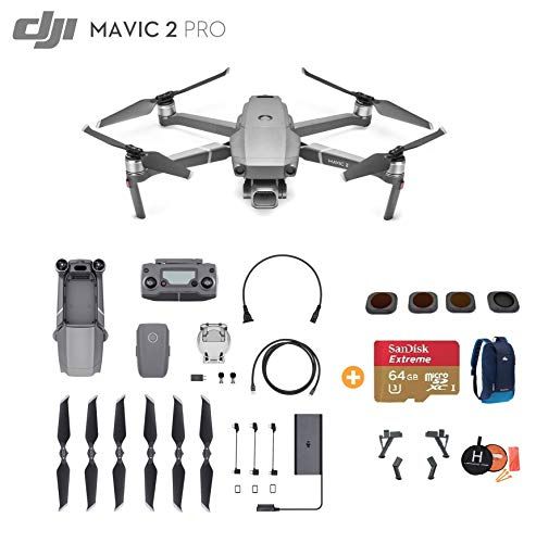 DJI Mavic 2 Pro Drone Quadcopter Ultimate Bundle with 64GB SD Card Filter Set (CPL ND8 ND16 ND32) Landing Gear Landing Pad and Backpack