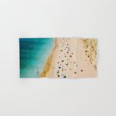 People On Algarve Beach In Portugal, Drone Photography, Aerial Photo, Ocean Wall Art Print Hand & Bath Towel by Art My House - Hand Towel