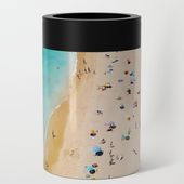 People On Algarve Beach In Portugal, Drone Photography, Aerial Photo, Ocean Wall Art Print Can Cooler/stubby Holder by Art My House - 12oz