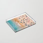 People On Algarve Beach In Portugal, Drone Photography, Aerial Photo, Ocean Wall Art Print Clear Acrylic Organizer/serving Tray by Art My House - Small 8