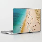 People On Algarve Beach In Portugal, Drone Photography, Aerial Photo, Ocean Wall Art Print Laptop & iPad Skin by radub85