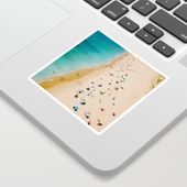 People On Algarve Beach In Portugal, Drone Photography, Aerial Photo, Ocean Wall Art Print Sticker by radub85