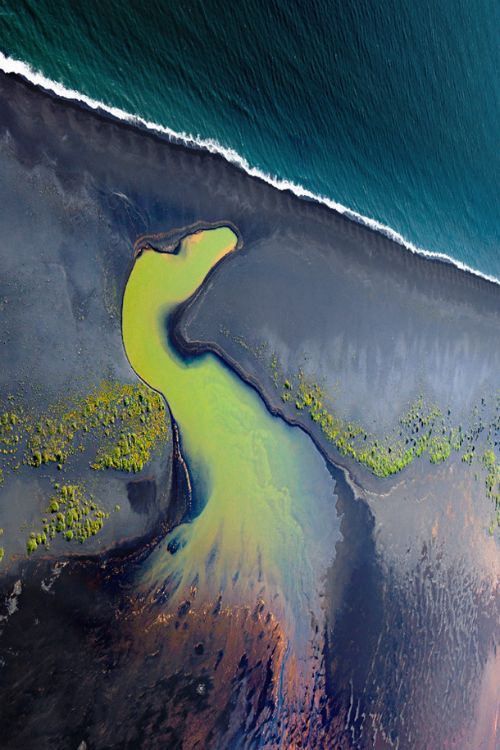 Landscape Drone Photography : expressions-of-nature: The Peacock / Aerial view of south coast rivers, Iceland….