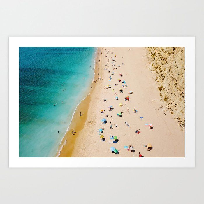 People On Algarve Beach In Portugal, Drone Photography, Aerial Photo, Ocean Wall Art Print Art Print by radub85