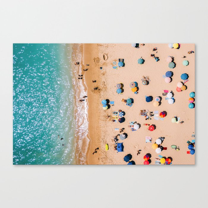 People On Algarve Beach In Portugal, Drone Photography, Aerial Photo, Ocean Wall Art Print Canvas Print by radub85