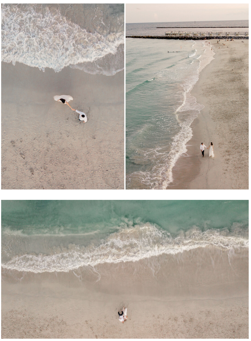 Drone Wedding Photography - Beach Drone Photography - Drone Couples Posing Ideas - Beach Elopement