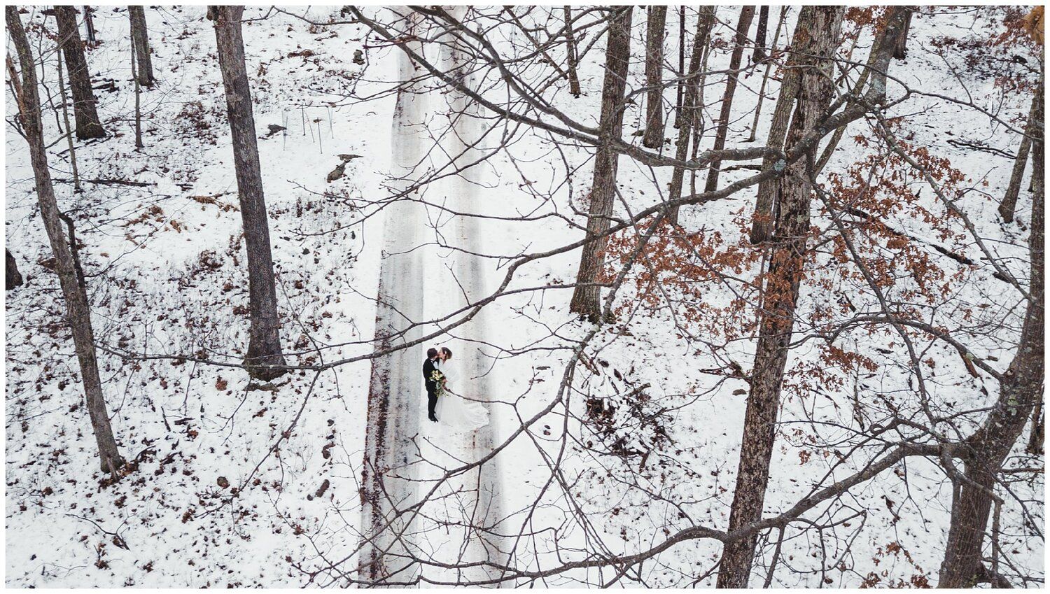 Winter Elopement New Jersey Drone Photography in the Woods