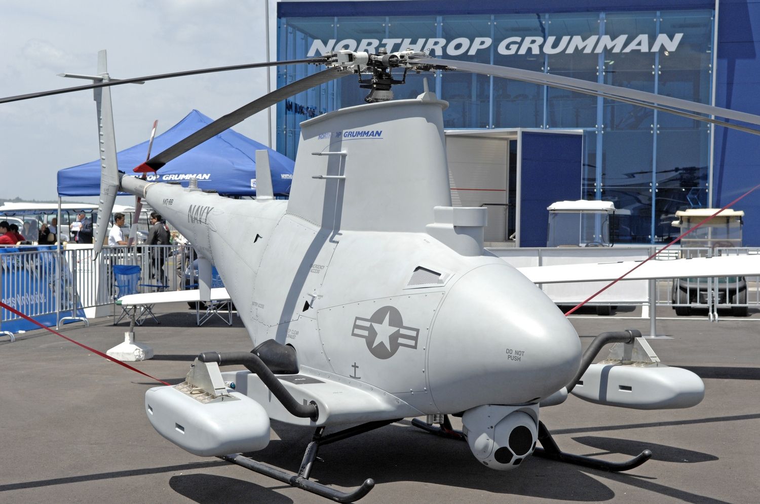 Northrop's Fire Scout being displayed at a trade show