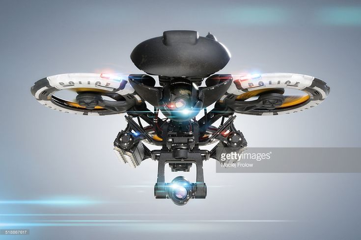 Heavy police drone futuristic concept. Created for surveillance and...